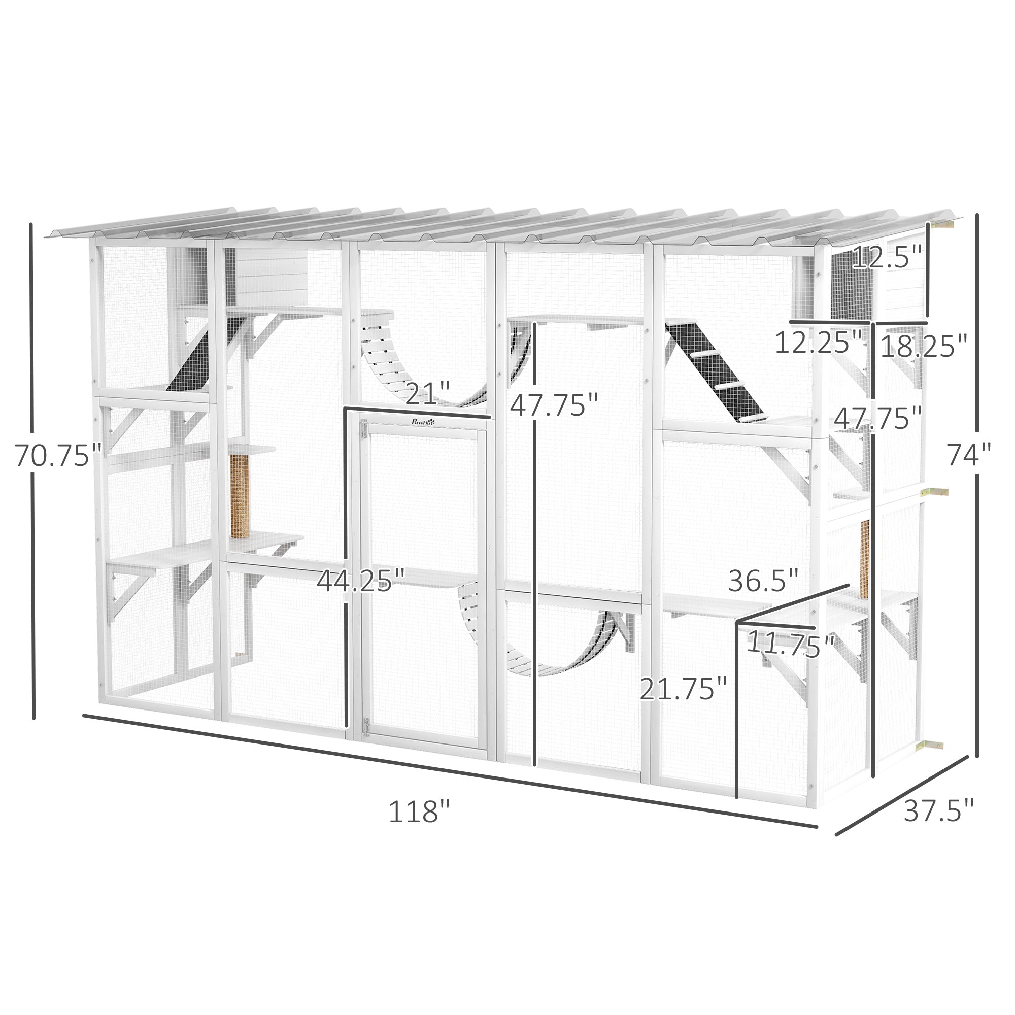 Large Cat Window Enclosure with Shelves, White