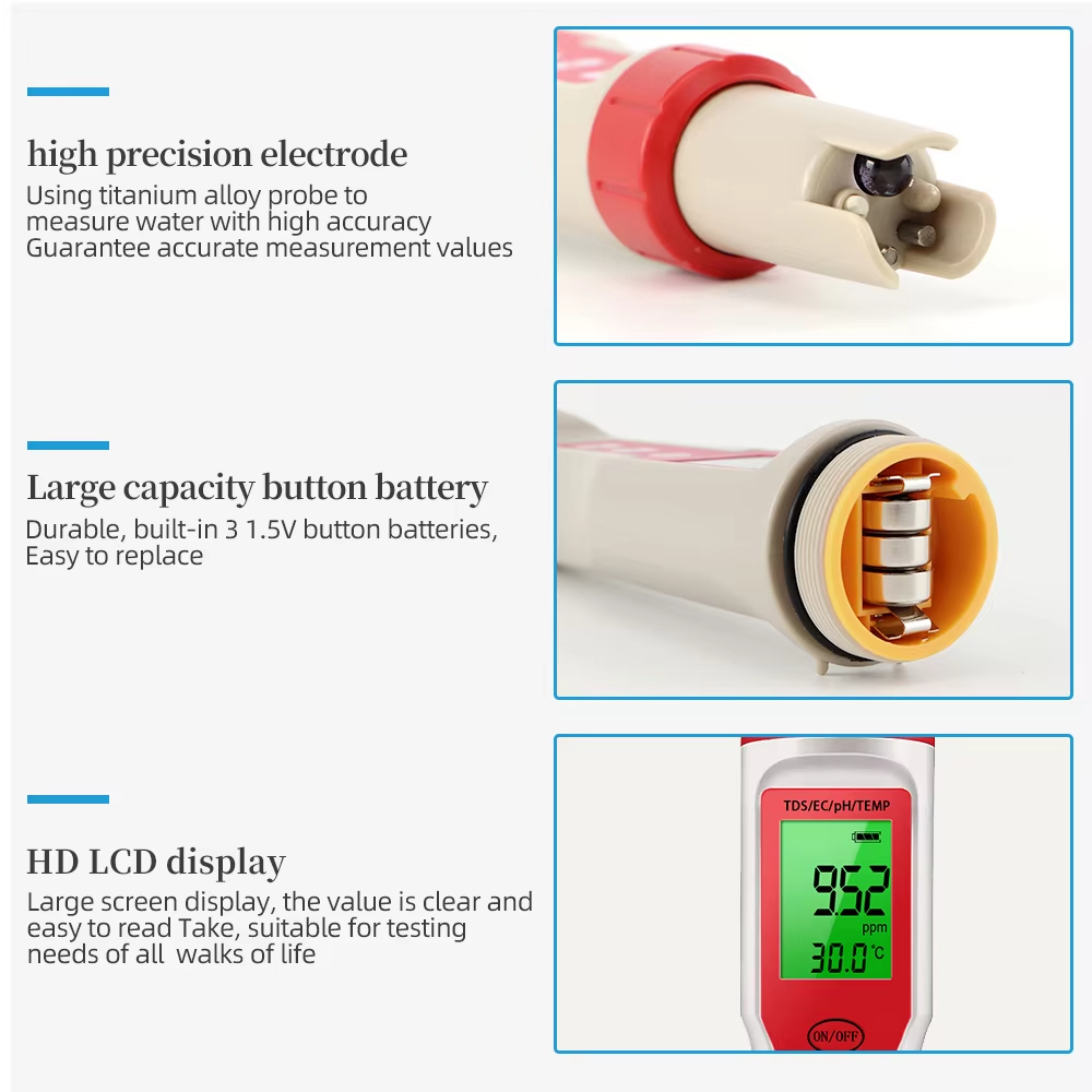 4-in-1 Digital pH EC Meter for Water Testing