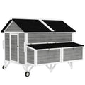 59" Gray Wooden Chicken Coop with Wheels and Nesting Boxes