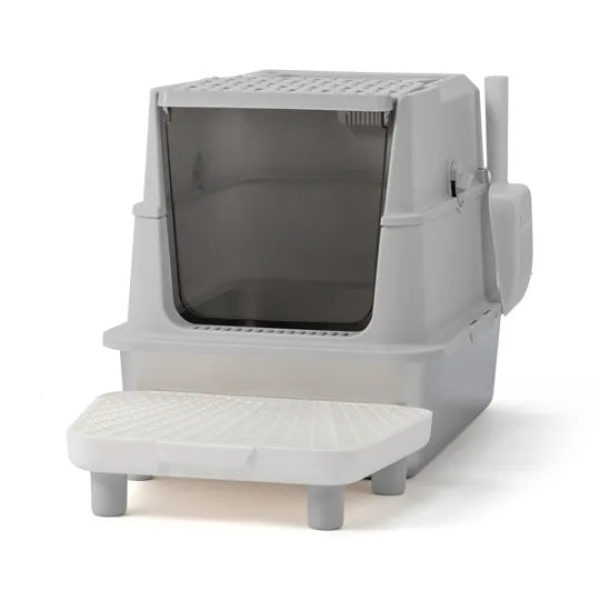 Large Stainless Steel Covered Litter Box with Scoop