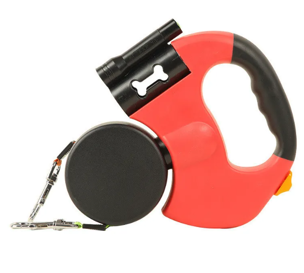 Telescopic Double Dog Leash with Light