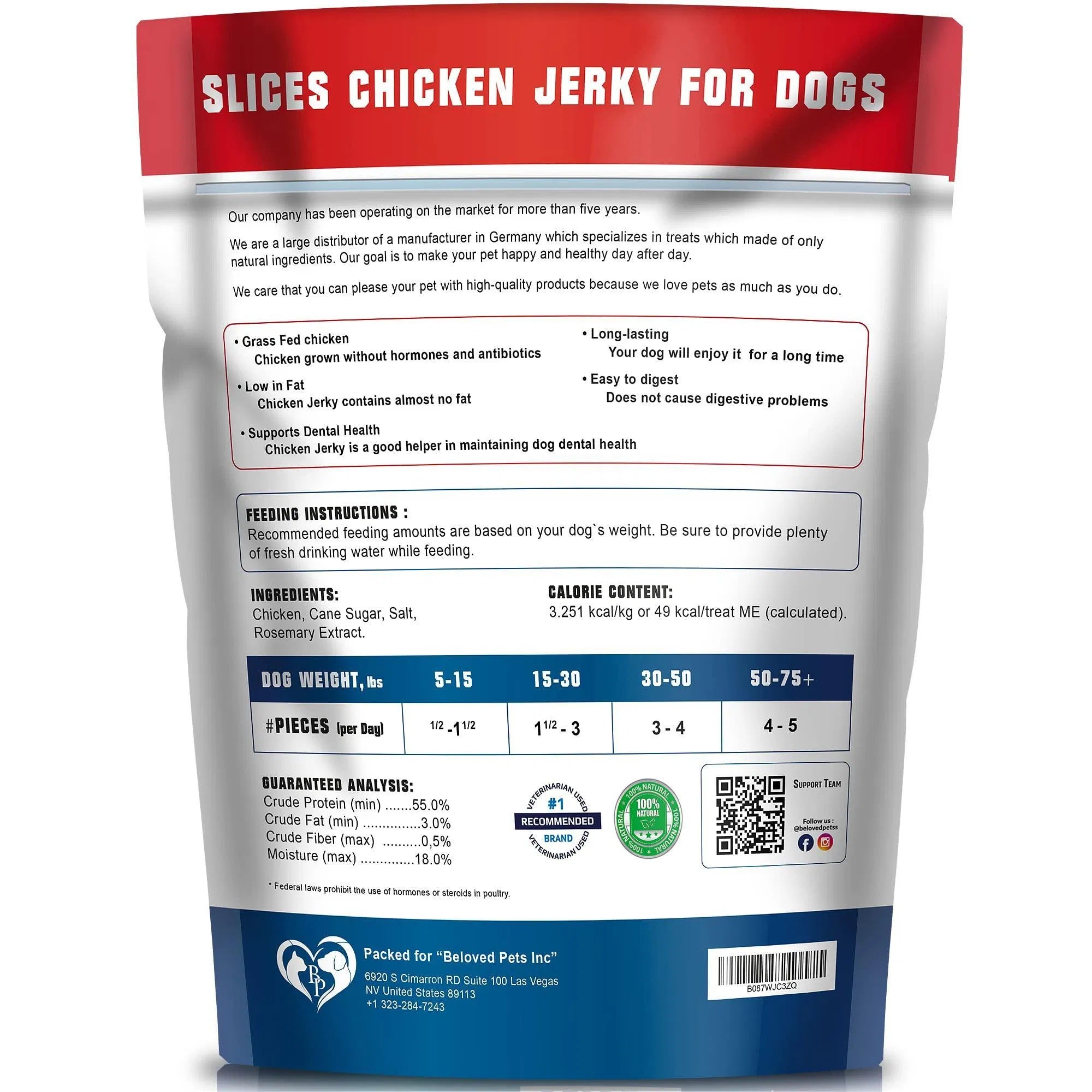 Human Grade Chicken Jerky Pet Snacks, 1.5 Lb