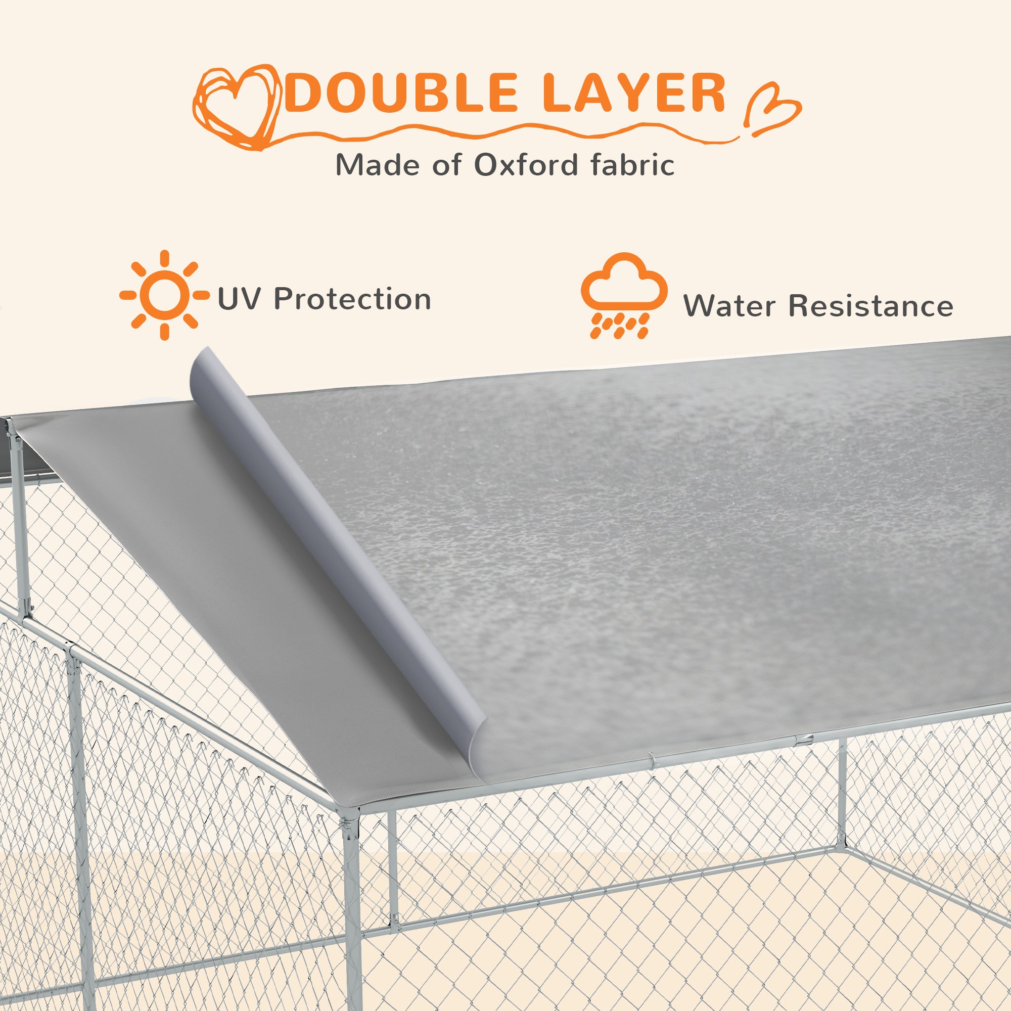 Outdoor Dog Kennel with Cover, 15x15 ft