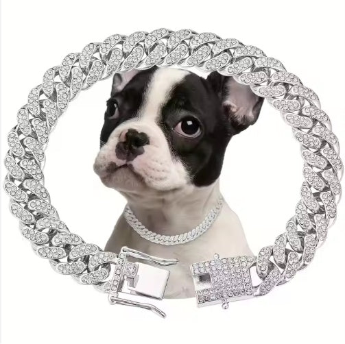 Sparkling Diamond Alloy Pet Chain Choker