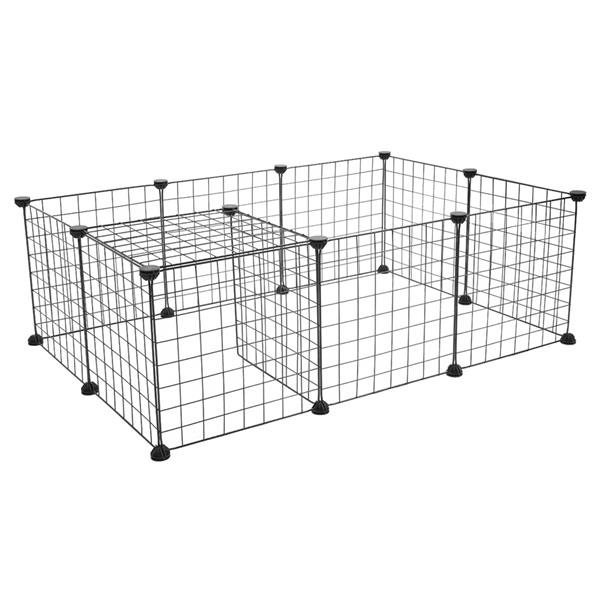 12-Piece Black Metal Mesh Pet Enclosure