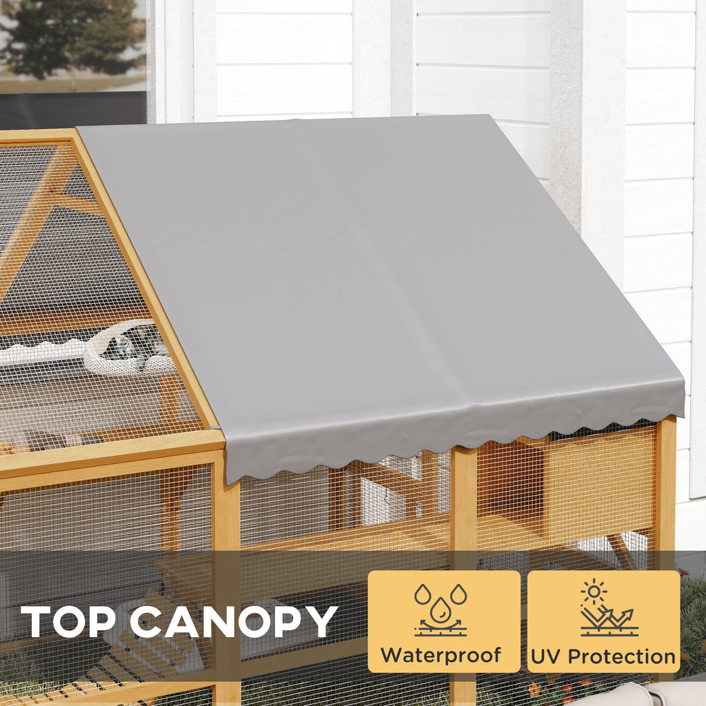 Wooden Catio Outdoor Enclosure, Yellow, 2 Condos, 6 Platform
