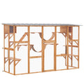 Large Orange Outdoor Cat Enclosure with Multiple Shelves