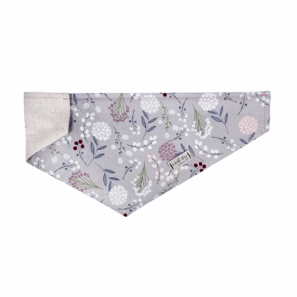 Elderberry Silver Mod Floral Dog Bandana