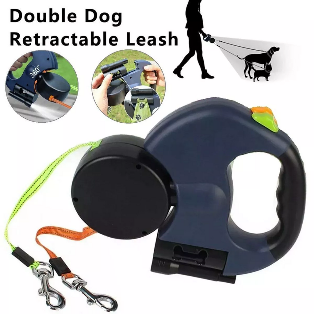 Reflective Retractable Dual Pet Leash