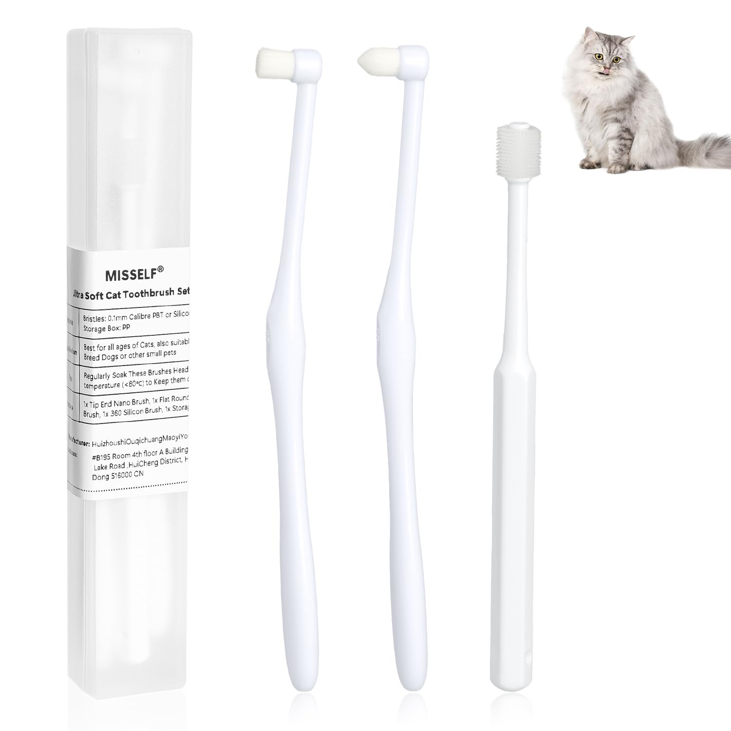 Cat and Small Dog Toothbrush Set, 3-Style