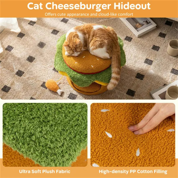Cheeseburger Theme Cat Nest with Plush Toy