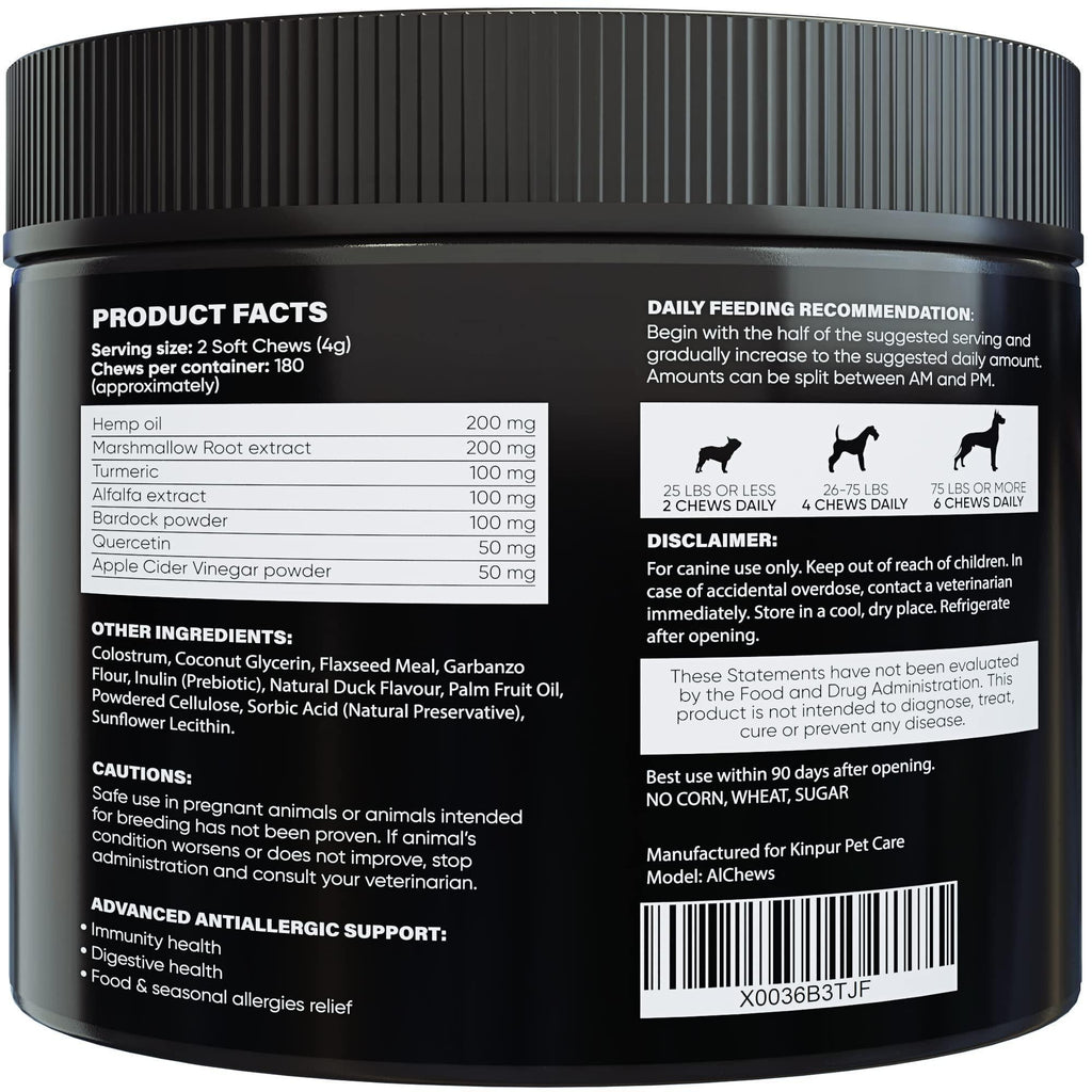 Natural Allergy Relief Chews for Dogs, 180 Count
