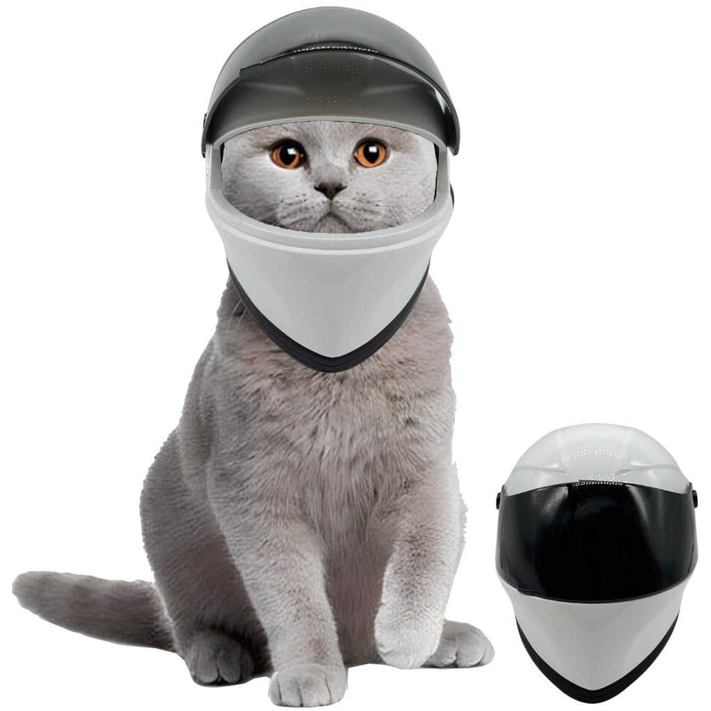 Pet Motorcycle Helmet - Full Face Protection in White