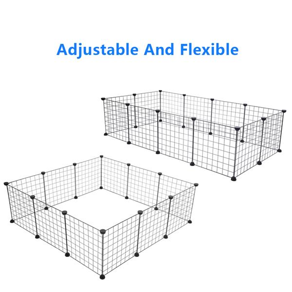 12-Piece Black Metal Mesh Pet Enclosure