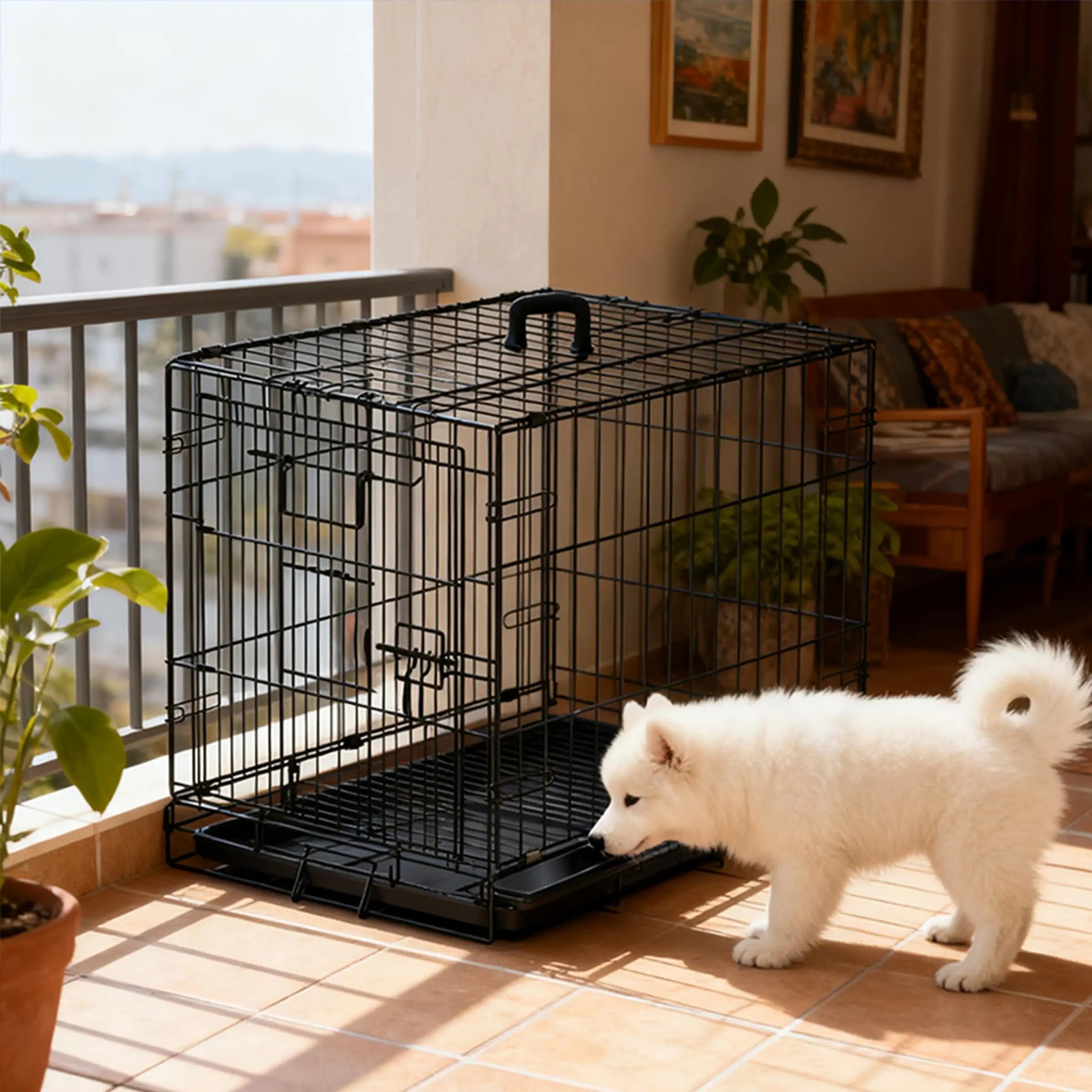 30-inch Black Double Door Pet Crate