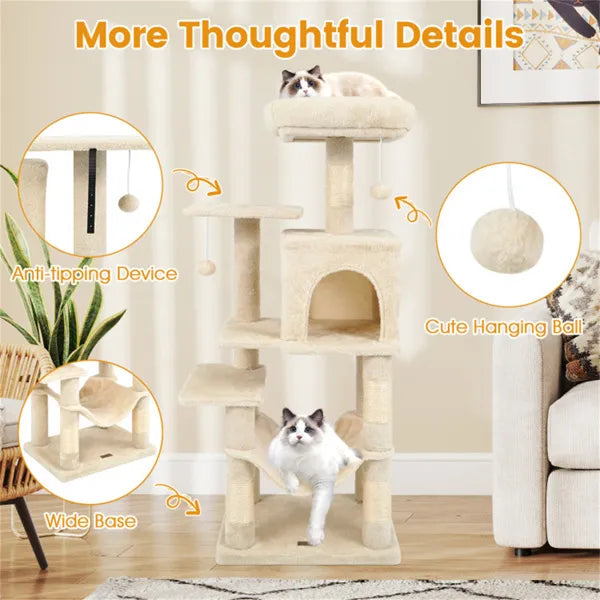44" Multi-Level Cat Tree, Beige