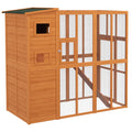 Natural Wooden Outdoor Catio with Platforms and Ramps