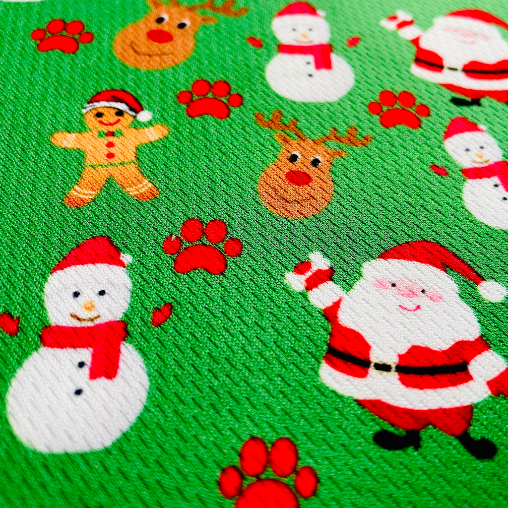 Festive Green Holiday Tie-On Dog Bandana