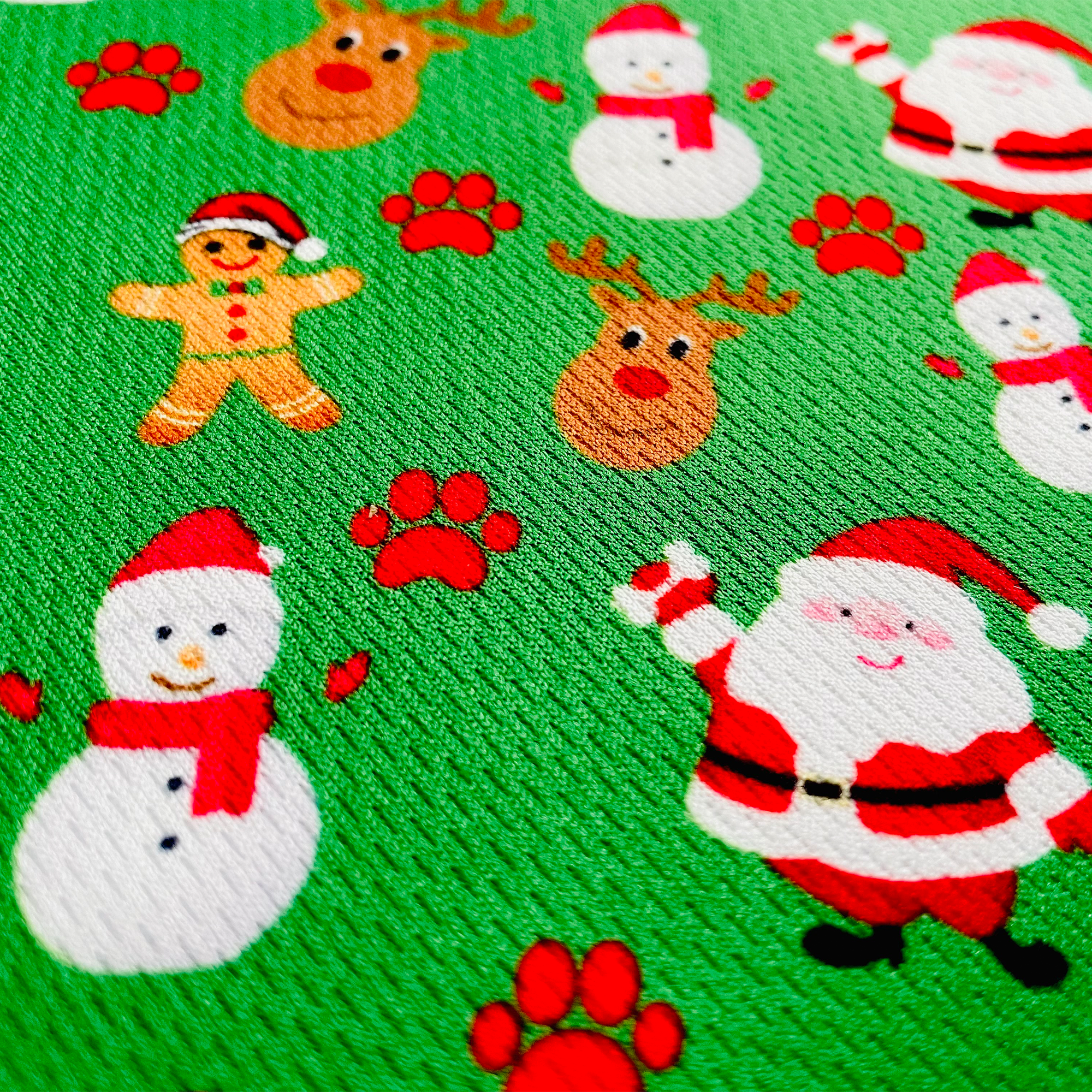 Festive Green Holiday Tie-On Dog Bandana