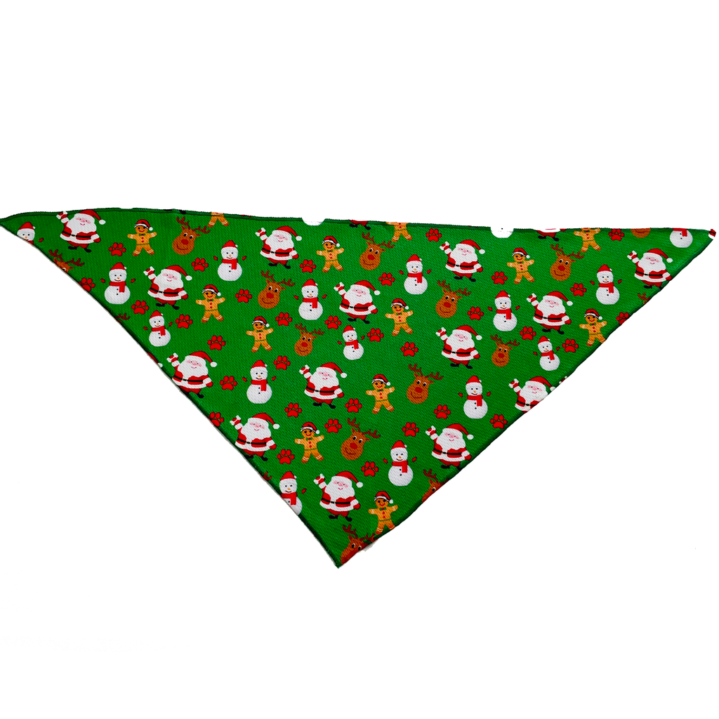 Festive Green Holiday Tie-On Dog Bandana