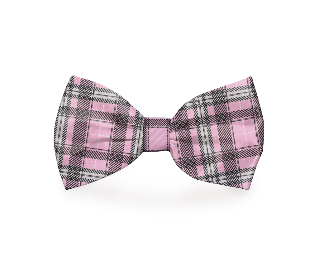 Pink Plaid Dog Bow Tie
