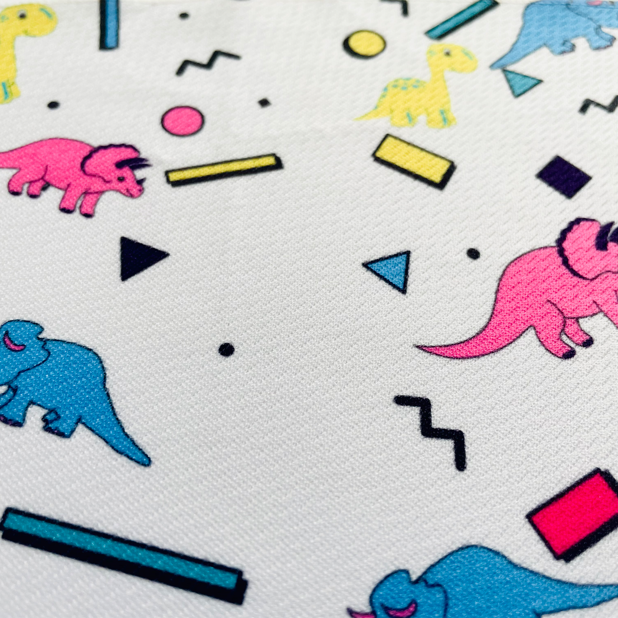 Dino Doggy White Tie-On Dog Bandana