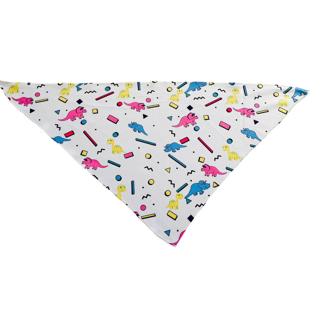 Dino Doggy White Tie-On Dog Bandana