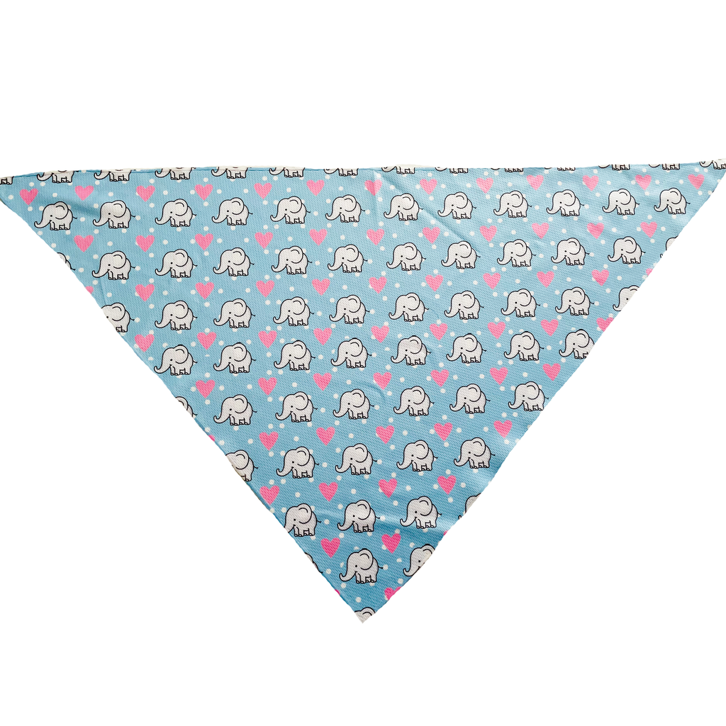Elephant Love Blue Tie-On Dog Bandana