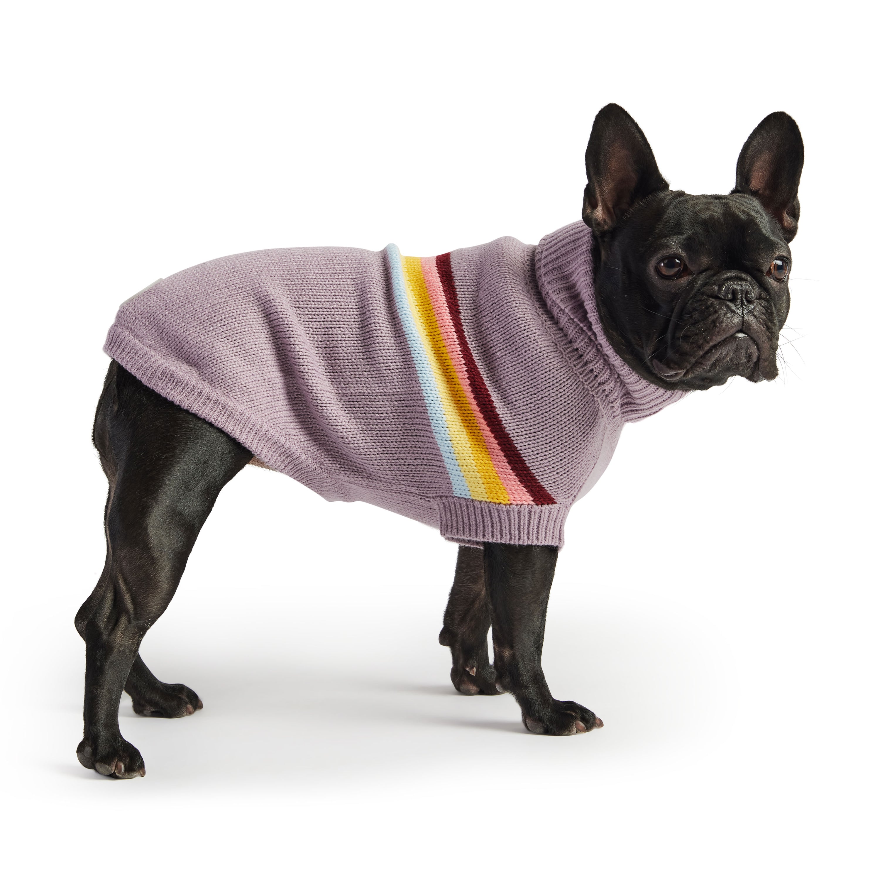 Retro Knit Turtleneck Sweater - Lavender