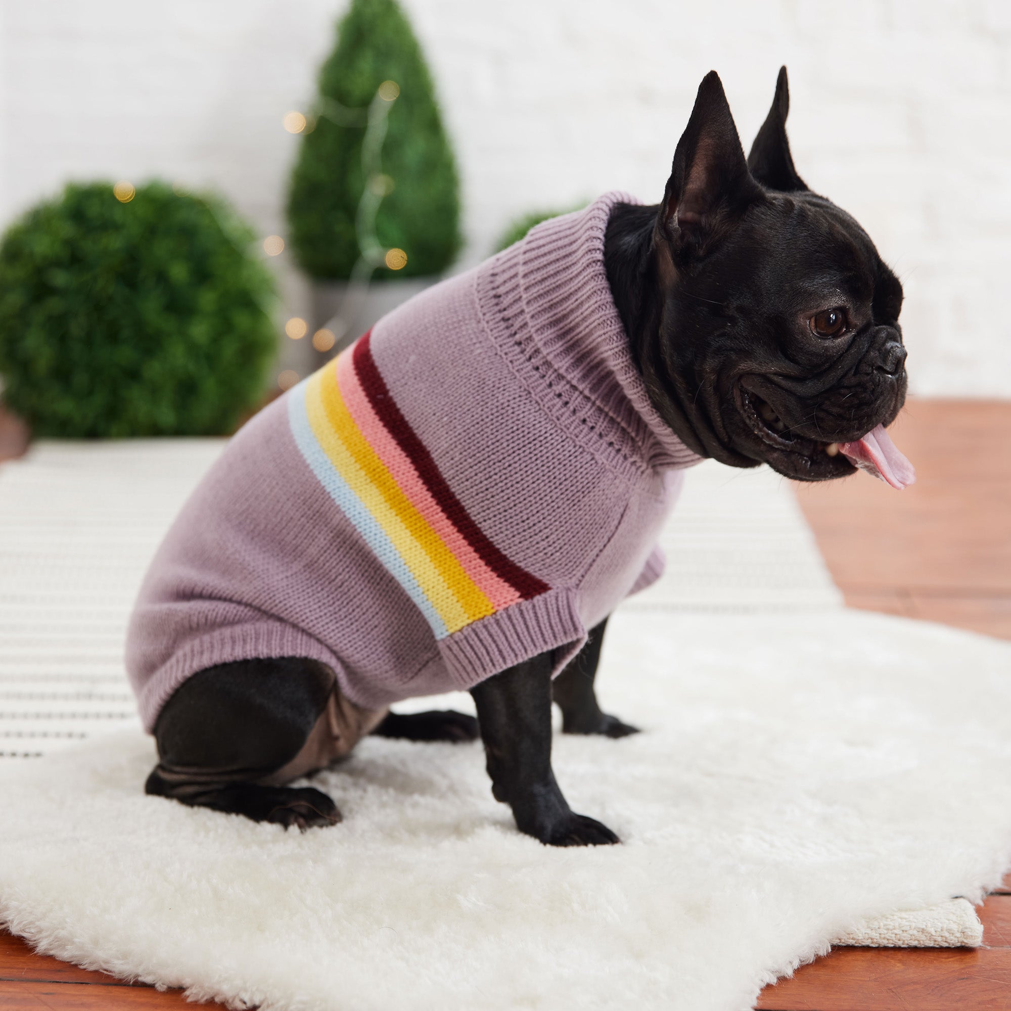 Retro Knit Turtleneck Sweater - Lavender