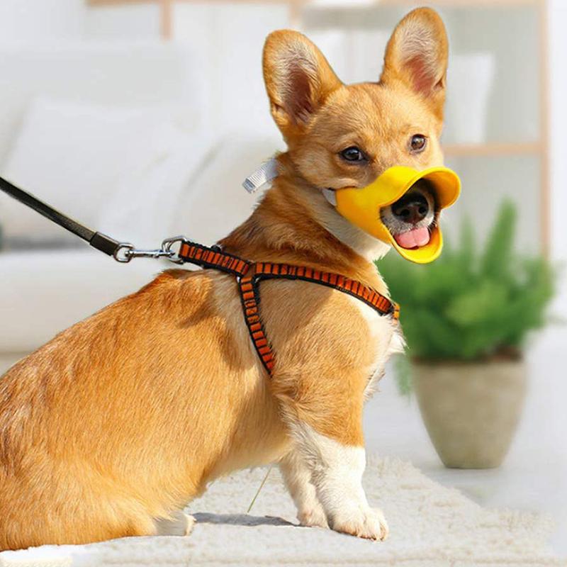 Silicone Duckbill Pet Muzzle, Yellow