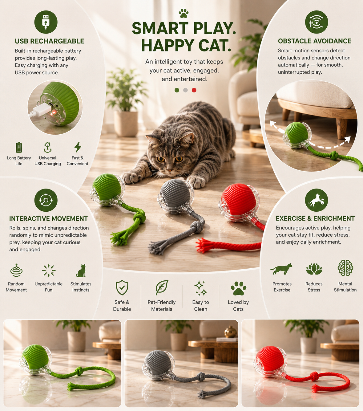 Interactive Motion-Activated Cat&Dog Toy Ball
