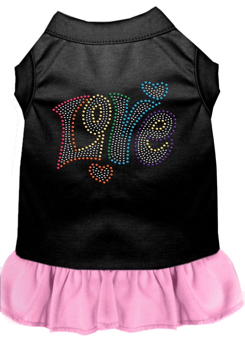 Technicolor Love Rhinestone Pet Dress, Black/Light Pink