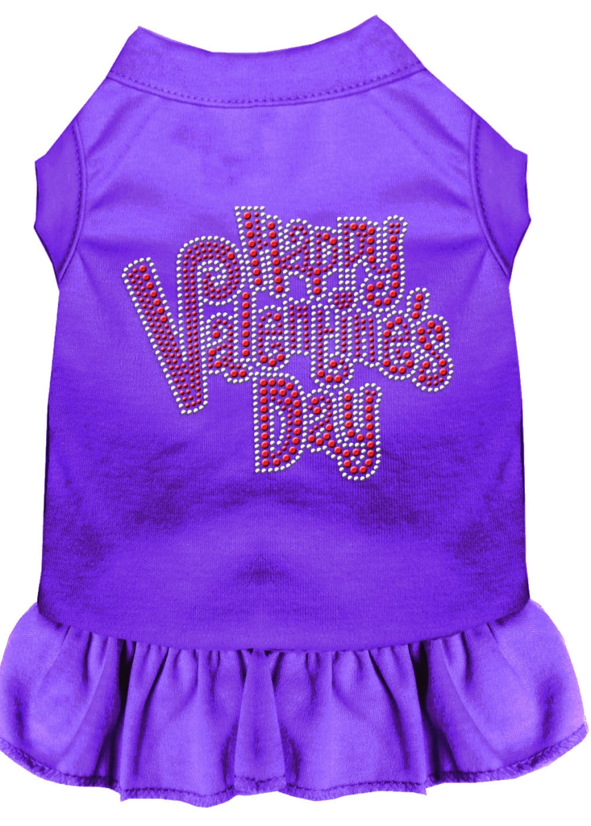 Happy Valentine's Day Rhinestone Pet Dress, Purple