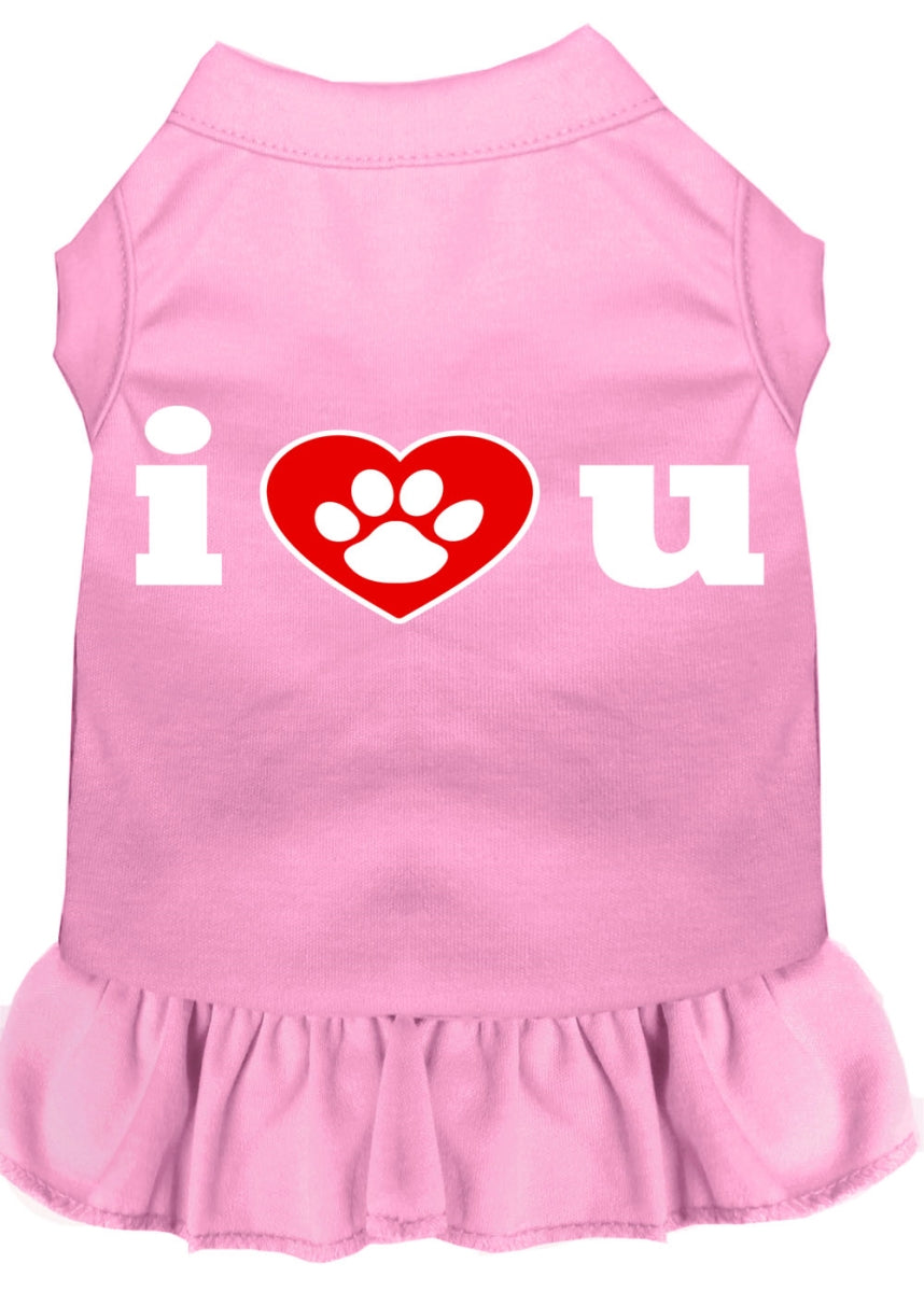 I Heart You Screen Print Pet Dress, Light Pink, Medium