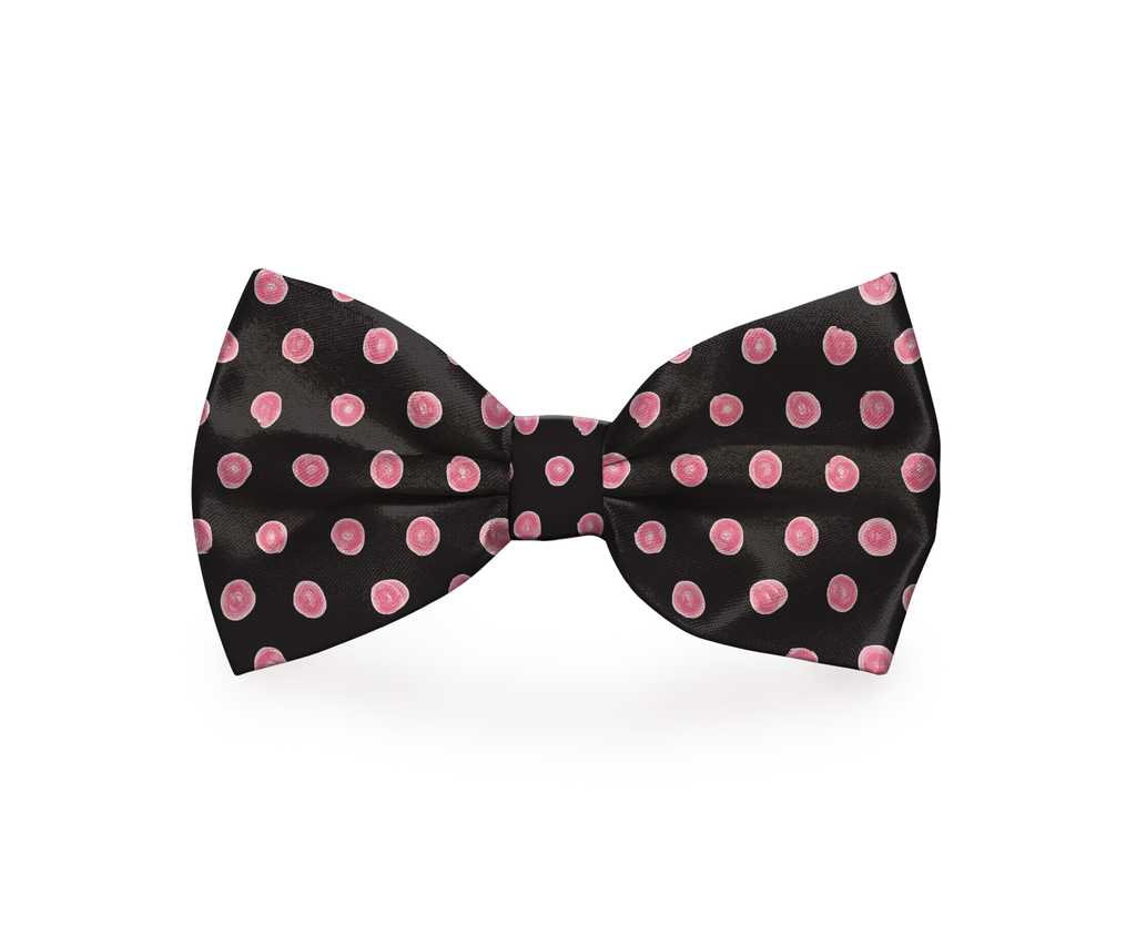 Elegant Polka-Dot Pink & Black Dog Bow Tie