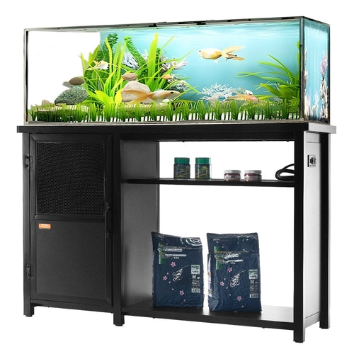 Aquarium Stand for 75-Gallon Tank, Black Steel