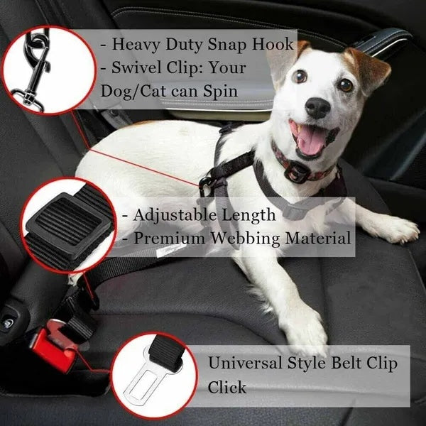 2-Pack Adjustable Pet Safety Seat Belts