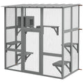 Elegant Cat Window Enclosure with Bridge & Platforms, Gray
