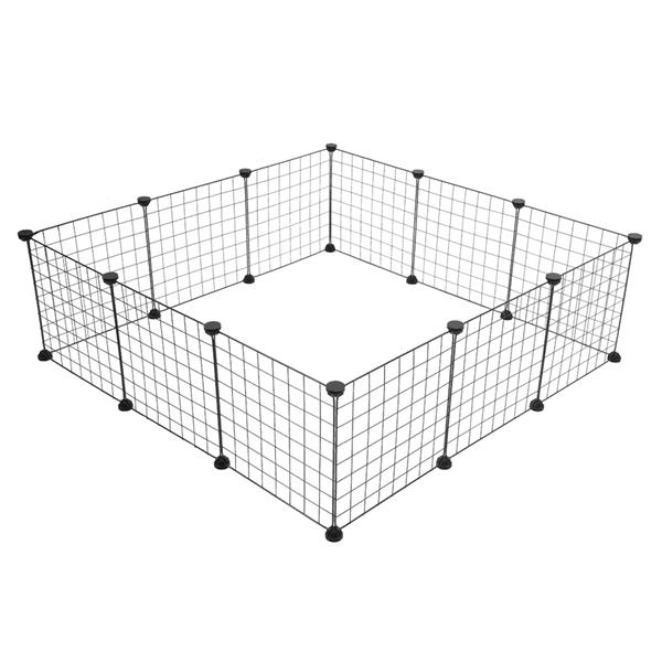 12-Piece Black Metal Mesh Pet Enclosure