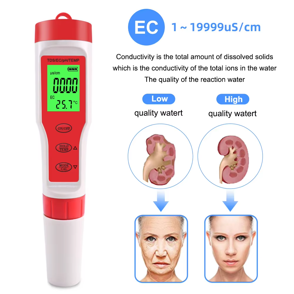 4-in-1 Digital pH EC Meter for Water Testing