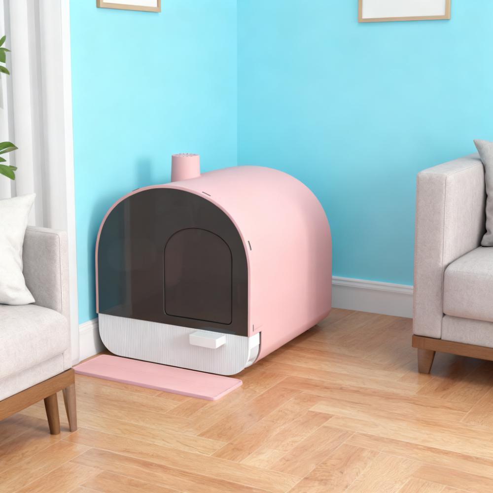 Pink Covered Litter Box with Scoop and Filter
