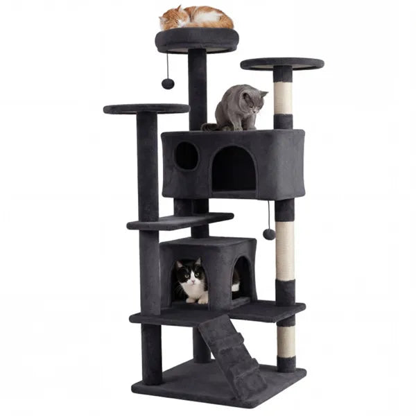52" Multi-Cat Tree Tower with Perches & Condos (Dark Gray)