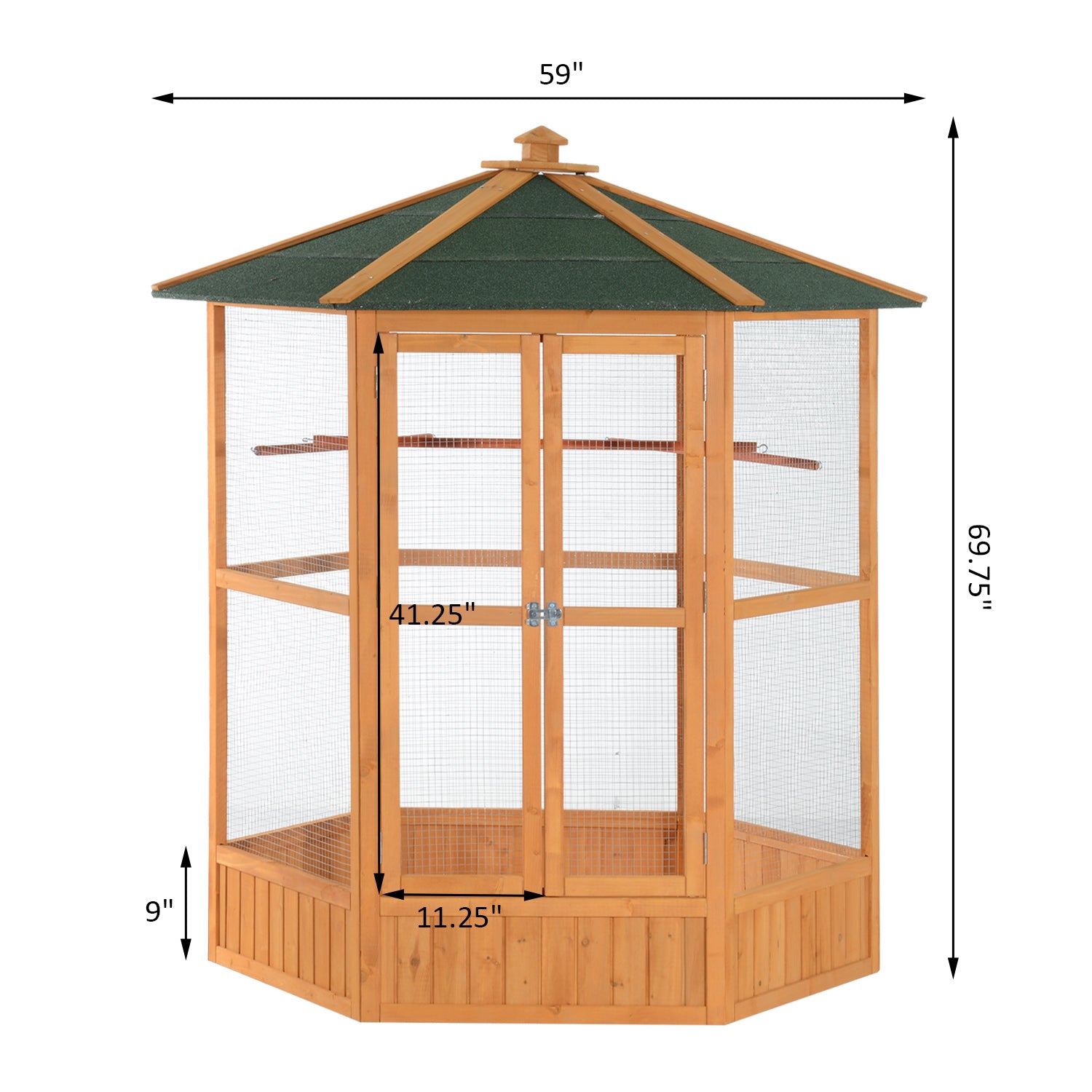 69" Hexagonal Outdoor Aviary Flight Bird Cage with Roof