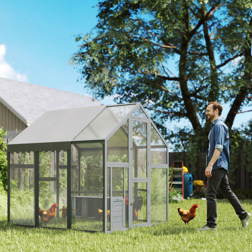 Large Wooden Chicken Run with Waterproof & Anti-UV Cover, Gr
