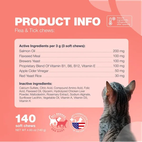 Salmon Flavor Flea & Tick Support Chews for Cats