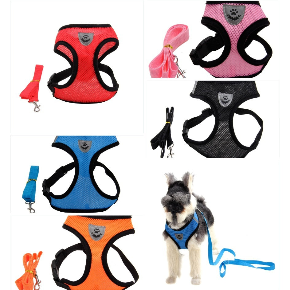 Elegant Mesh Pet Harness with Leash - 5 Colors
