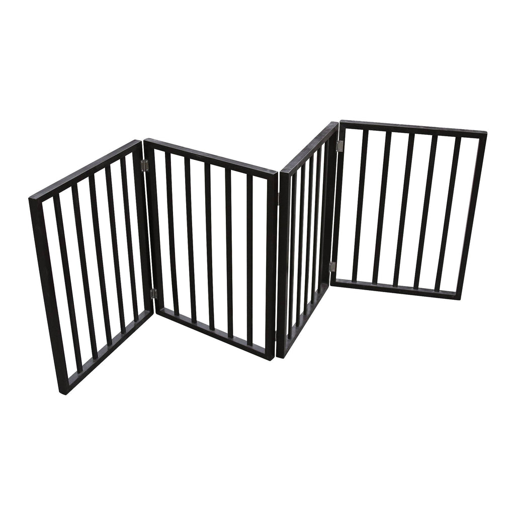 Elegant Folding Pet Gate for Doorways and Stairs, Dark Brown