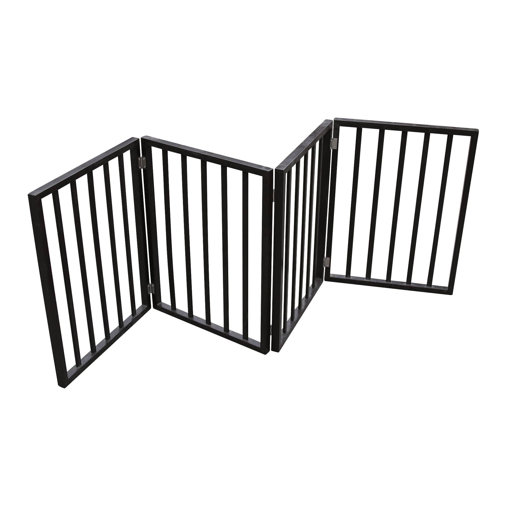 Elegant Folding Pet Gate for Doorways and Stairs, Dark Brown