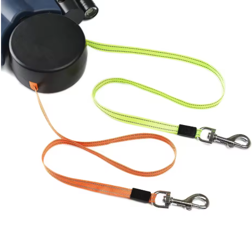 Telescopic Double Dog Leash with Light